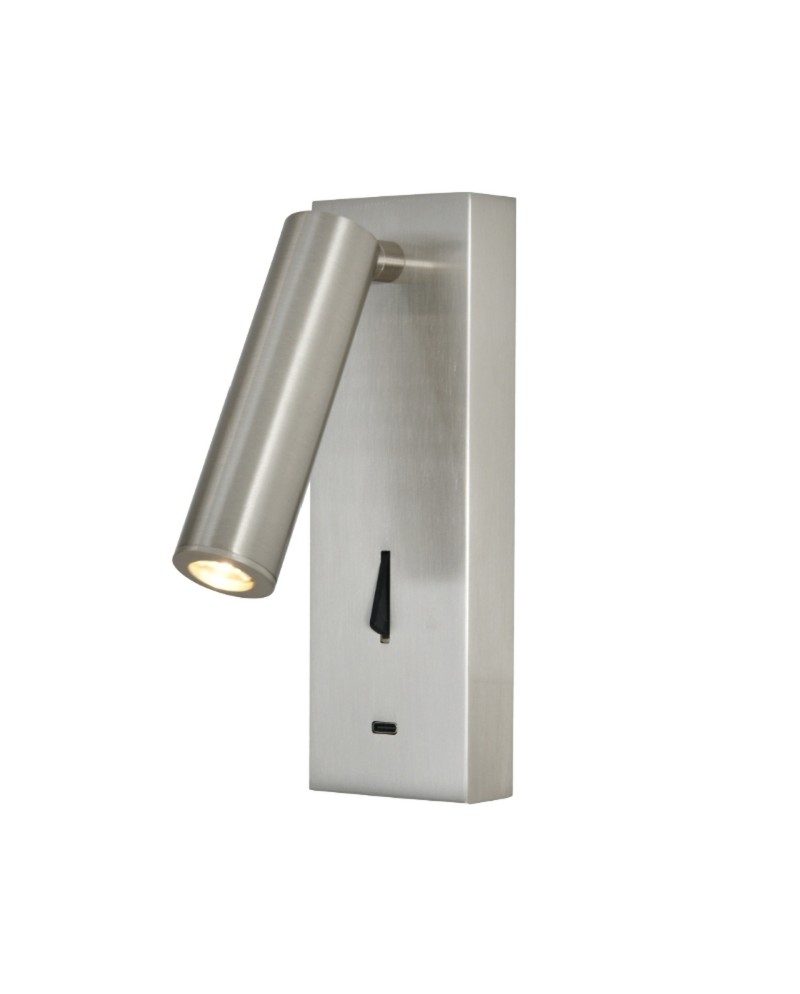 TARIFA III * APLIQUE LECTOR LED 3W 3000K NICKEL SATIN TYPE-C CARGADOR